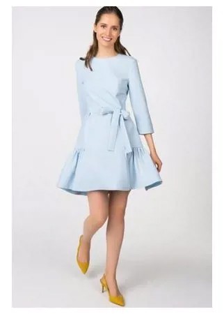 Платье мини с оборкой и поясом T-Skirt SS18-07-0677-FS женское Цвет Голубой небесно-голубой Однотонный р-р 40 XS