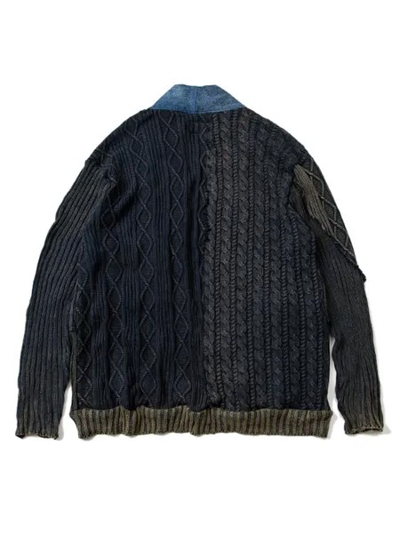 Мужской винтажный вязаный свитер в американском стиле, джинсовый кардиган в стиле пэчворк, свободный свитер, 2A0220