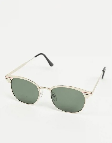 Квадратные солнцезащитные очки в золотистой оправе с полосками AJ Morgan-Золотистый