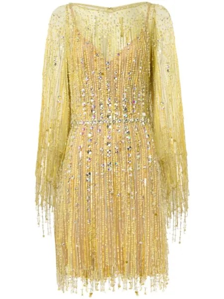Jenny Packham короткое платье с эффектом ослепления, желтый