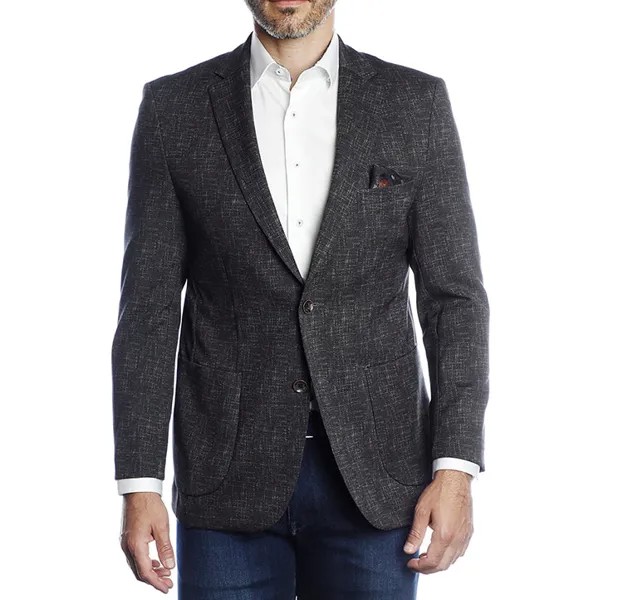 Темно-угольное дорожное пальто с геометрическим узором Luchiano Visconti, цвет Charcoal Grey