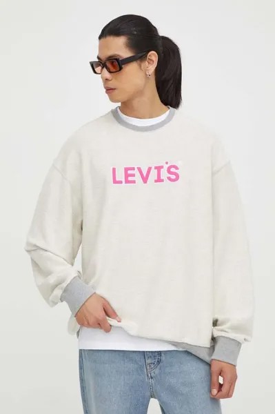 Хлопковая толстовка Levi's, серый