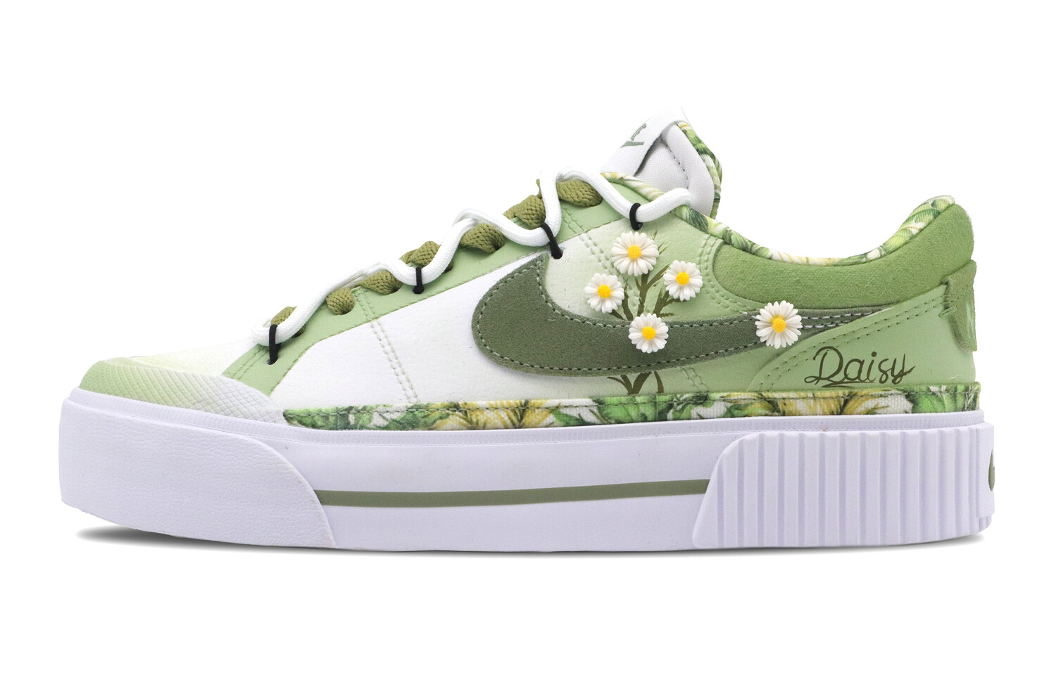 Кроссовки Nike Court Legacy Skateboarding Shoes Women's Low-top White/Green, зеленый