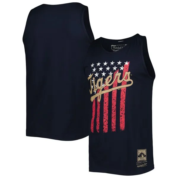 Мужская темно-синяя майка Mitchell & Ness Detroit Tigers Cooperstown Collection Stars and Stripes