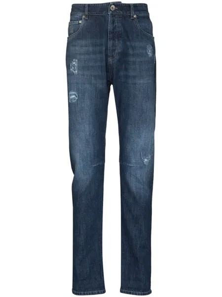 Brunello Cucinelli прямые джинсы с эффектом потертости, синий