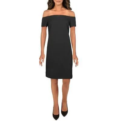 Женское коктейльное платье из черного крепа с открытыми плечами Sam Edelman 6 BHFO 3146