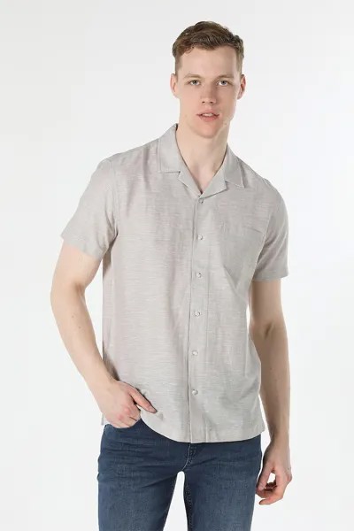 Рубашка из льна и хлопка с короткими рукавами Colin'S, бежевый