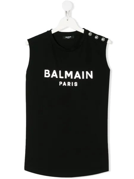 Balmain Kids топ без рукавов с логотипом