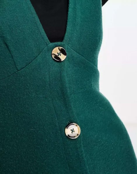 Супермягкое темно-зеленое платье-джемпер 2 в 1 с квадратным вырезом ASOS