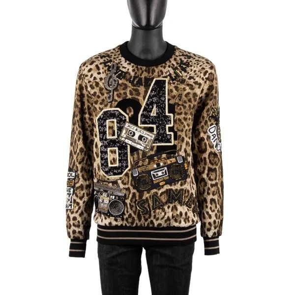 Dolce - Gabbana Леопардовый свитер с вышивкой джазовой музыки Черный 08937