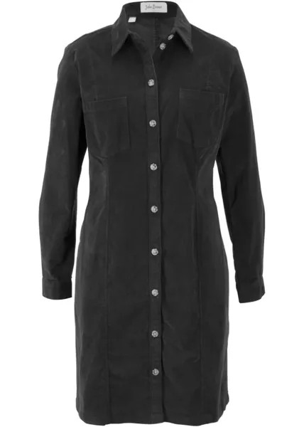 Вельветовое платье стрейч John Baner Jeanswear, черный