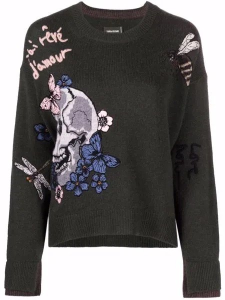 Zadig&Voltaire кашемировый джемпер с вышитым логотипом
