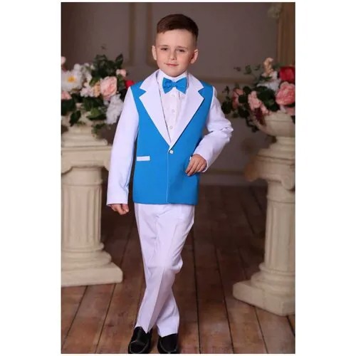 Костюм Лиола для мальчика 3 предмета (пиджак, брюки, бабочка), цвет белый с красным, размер 116