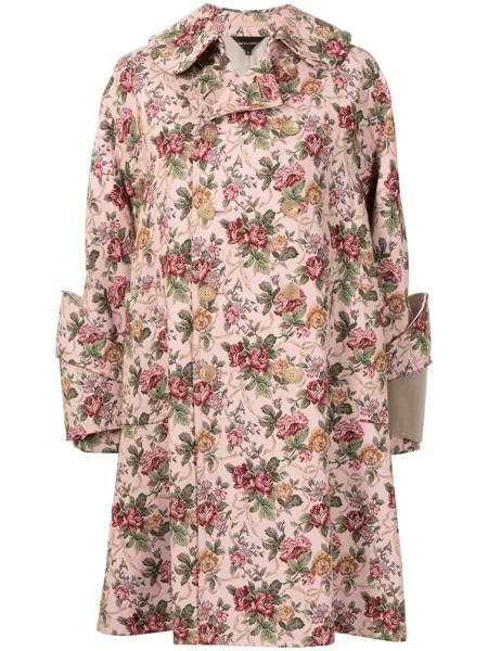 Comme Des Garçons Pre-Owned двубортное жаккардовое пальто с цветочным узором