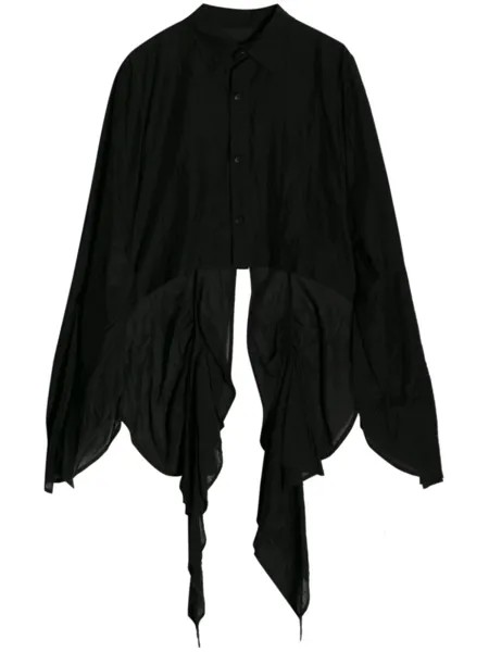 Асимметричная рубашка из хлопка и шёлка Yohji Yamamoto, черный