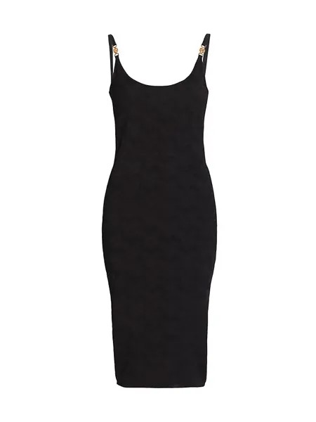 Платье-миди в рубчик без рукавов Versace, черный