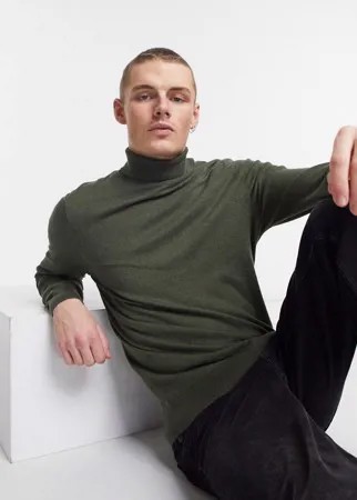 Водолазка цвета хаки из органического хлопка Burton Menswear-Зеленый цвет