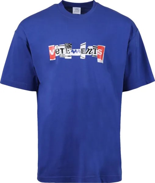Футболка Vetements Mixed Logo T-Shirt 'Royal Blue', синий