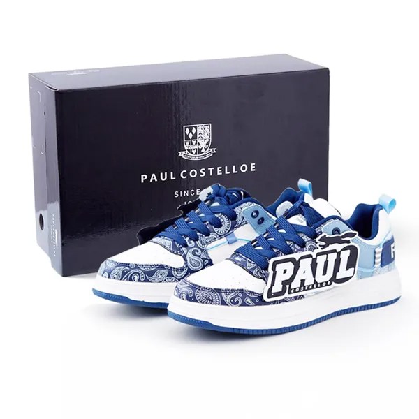 Кроссовки PAUL COSTELLOE Skateboarding Shoes Men Low-top White/Blue, синий