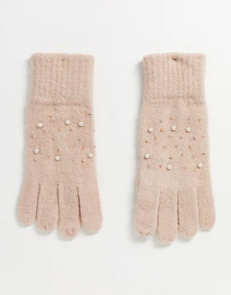 Перчатки с декоративной отделкой Boardmans-Розовый