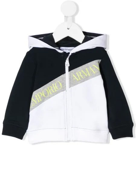 Emporio Armani Kids куртка с капюшоном и диагональным логотипом