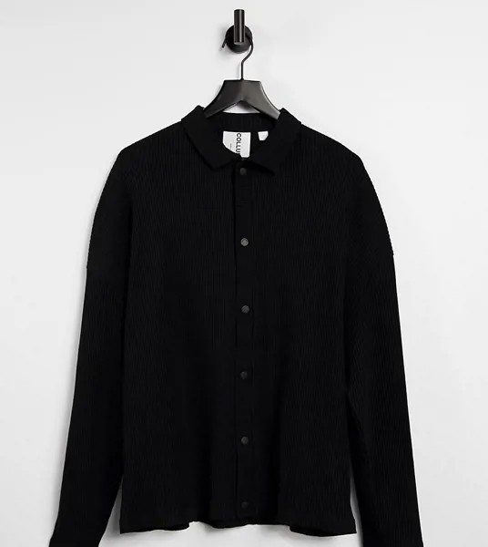 Черная трикотажная oversized-рубашка в крупный рубчик от комплекта COLLUSION-Черный цвет