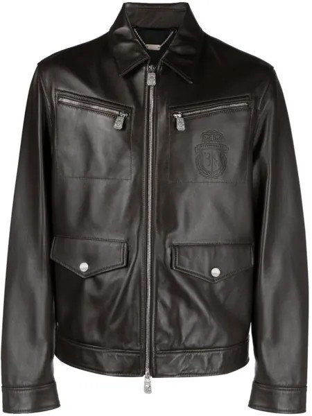 Billionaire leather bomber jacket, коричневый