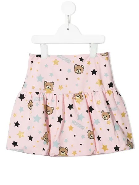 Moschino Kids ярусная юбка мини с принтом Teddy Bear