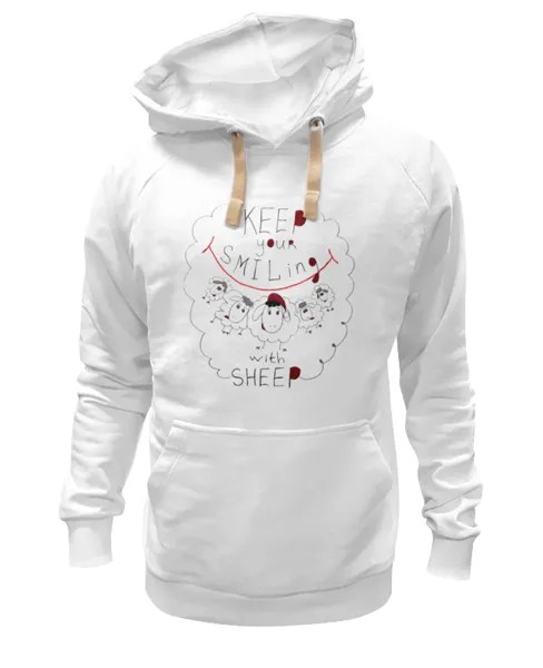 Худи Printio Keep your smiling sheep белое 2XL