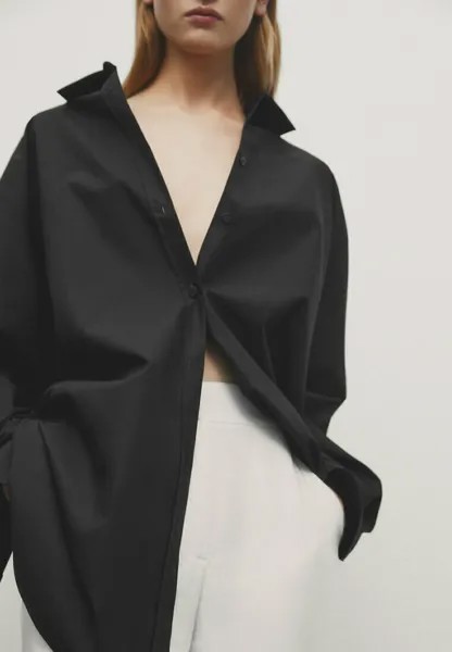 Блузка-рубашка Massimo Dutti, цвет black