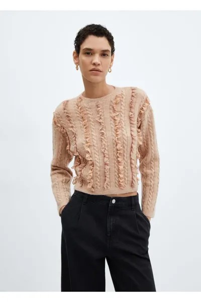 Короткий свитер с воланами Mango, розовый