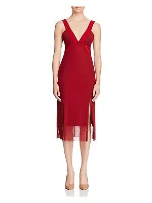Женское красное коктейльное платье без рукавов ниже колена THREE FLOOR 4
