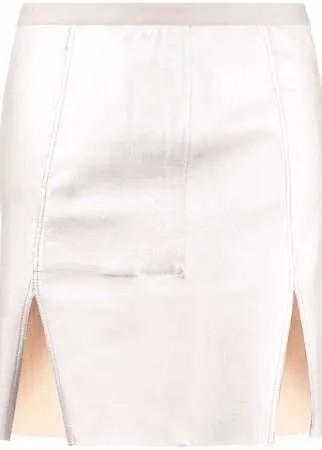Rick Owens юбка мини с разрезом и эффектом металлик