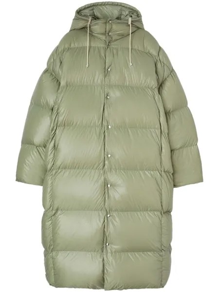 Jil Sander пуховик с капюшоном, зеленый
