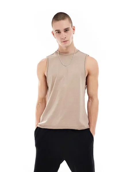 Хлопковая майка с откидными рукавами и отверстиями ASOS 4505, быстросохнущая на промытом песке