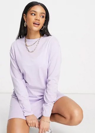 Базовое сиреневое платье-футболка с длинными рукавами Missguided-Фиолетовый цвет