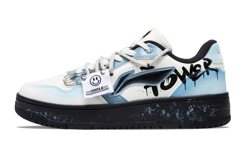 Кроссовки LINING Tianji Soft Skateboarding Shoes Women's Low-top White/blue/black, цвет Sea Salt Blue