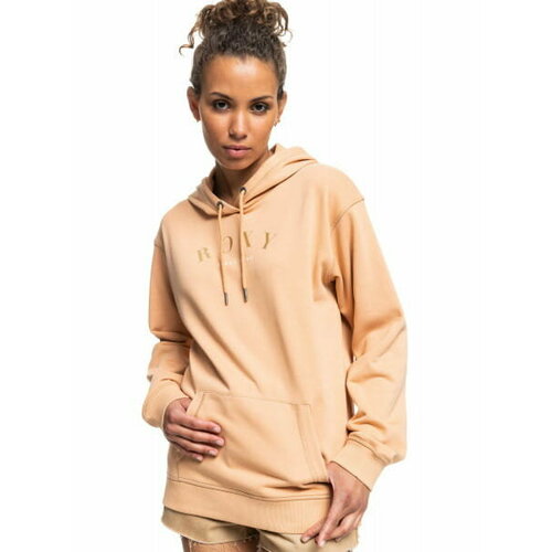 Худи Roxy, силуэт свободный, средней длины, карманы, размер XL, коричневый