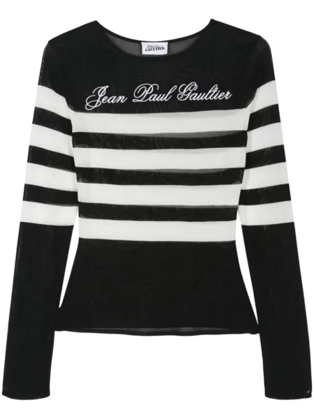 Jean Paul Gaultier джемпер в полоску с вышитым логотипом, черный