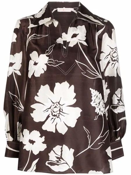 Tory Burch шелковая блузка с цветочным узором