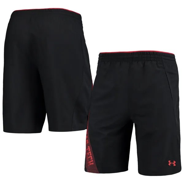Мужские черные тканые шорты Texas Tech Red Raiders 2021 с боковой линией Under Armour
