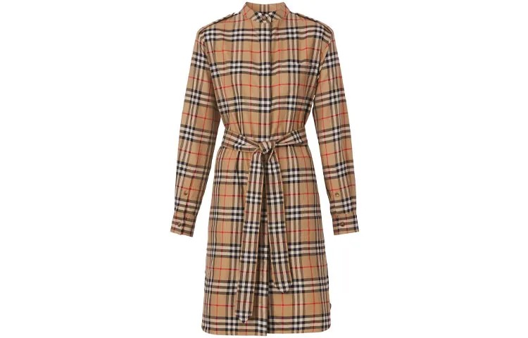 Платье с длинными рукавами женское светло-коричневое Burberry