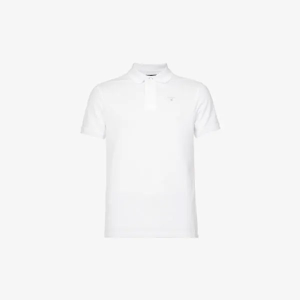 Рубашка-поло стандартного кроя из хлопкового пике с ребристой отделкой и фирменной вышивкой Barbour, белый