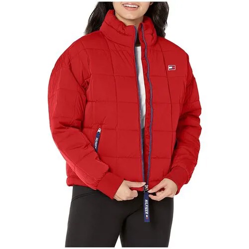 Куртка Tommy Hilfiger XS красная с лого на рукаве и на замках Womens Puffer Jacket Scarlet Red