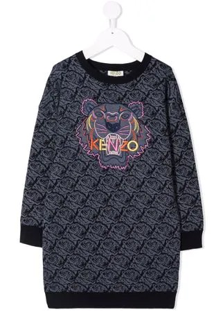 Kenzo Kids трикотажно платье с принтом Tiger