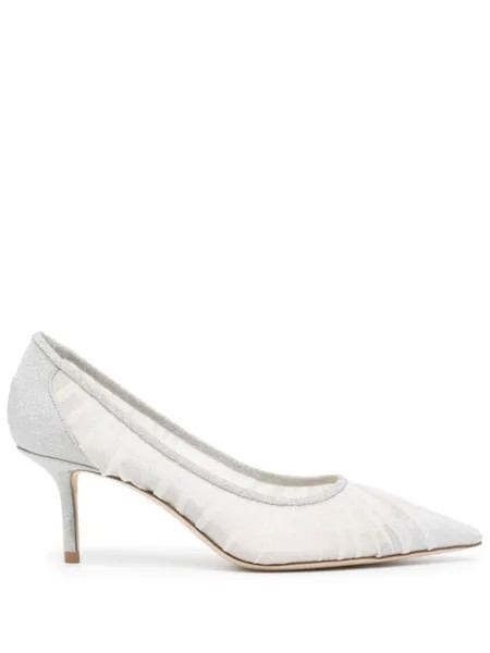 Jimmy Choo сетчатые туфли Love 65 с блестками, серебристый