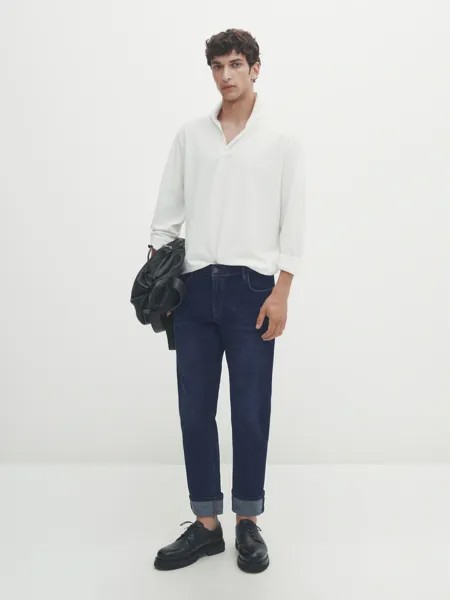 Облегающие джинсы soft stonewash Massimo Dutti, индиго