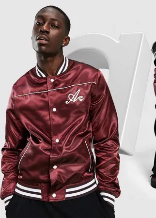 Бордовая университетская куртка с логотипом ASOS DESIGN-Красный