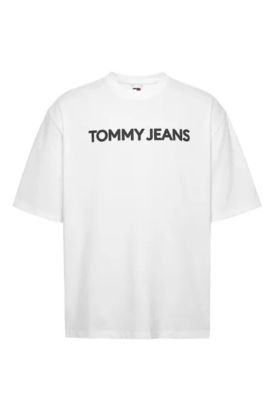 Хлопковая футболка с овальным вырезом Tommy Jeans, черный