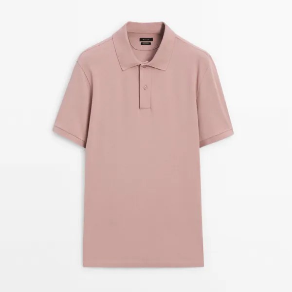 Футболка-поло Massimo Dutti Microtextured Cotton Piqué, розовый